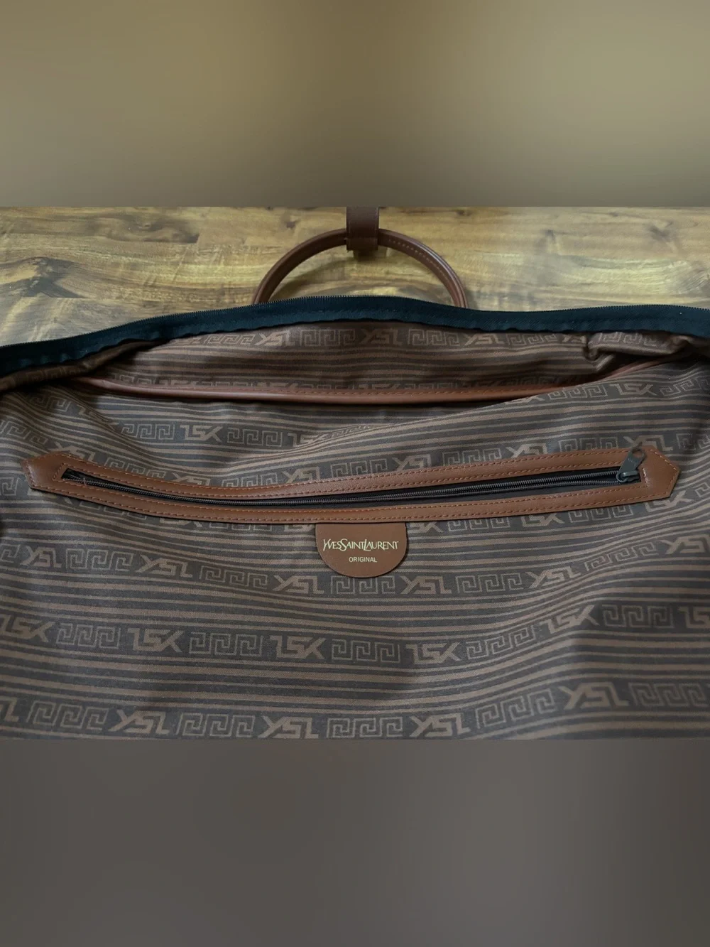 Vintage Yves Saint Laurent YSL Original Travel Duffle Bag Weekender Black Brown